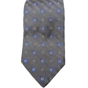 Brooks Brothers Gray Silk Repp Tie Necktie Pink Blue Diamonds USA Made Texture